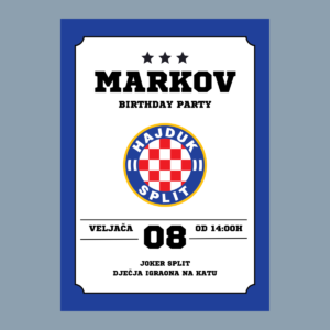 Hajduk Split - Digitalna pozivnica za dječji rođendan
